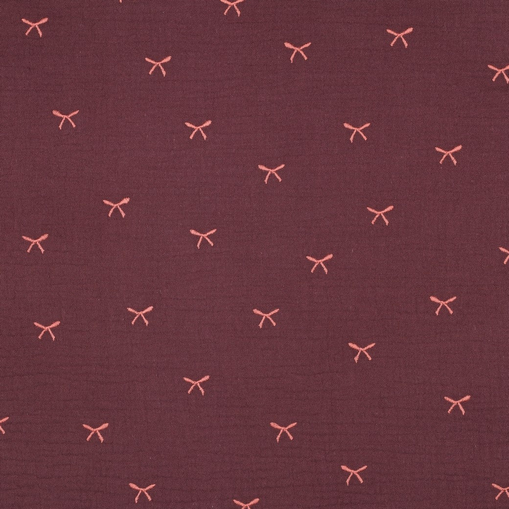 Embroidered Bow Cotton Double Gauze