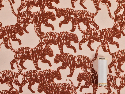 Deadstock Tiger Prowl Viscose Sateen - Peach