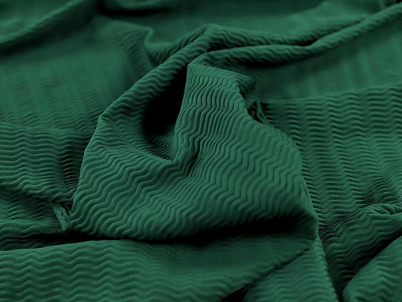 Deadstock Wave Textured Swim/Sport Jersey in Forest Green