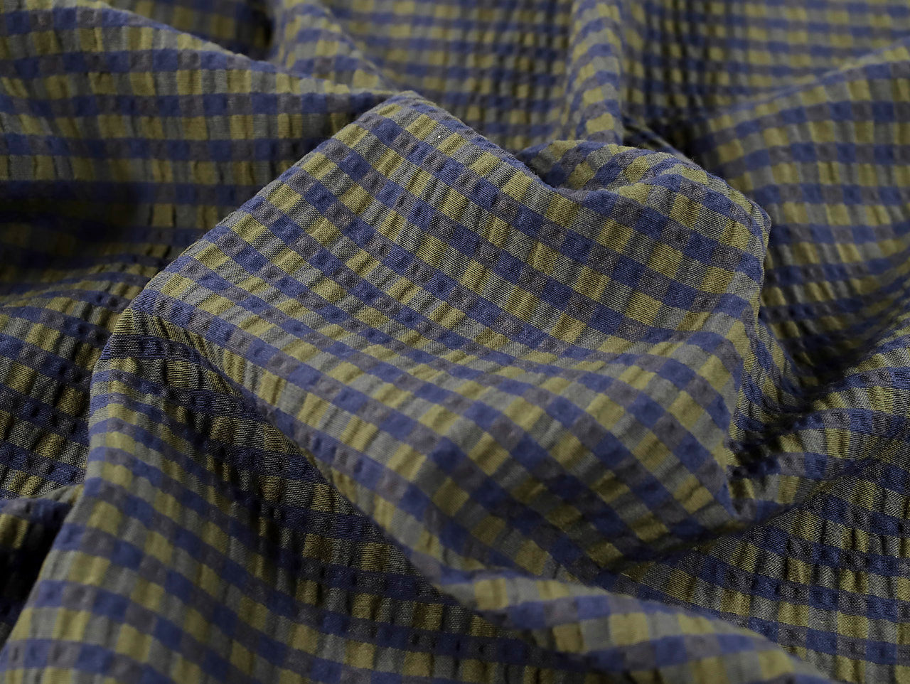 Rowan Gingham Seersucker - Moss & Navy