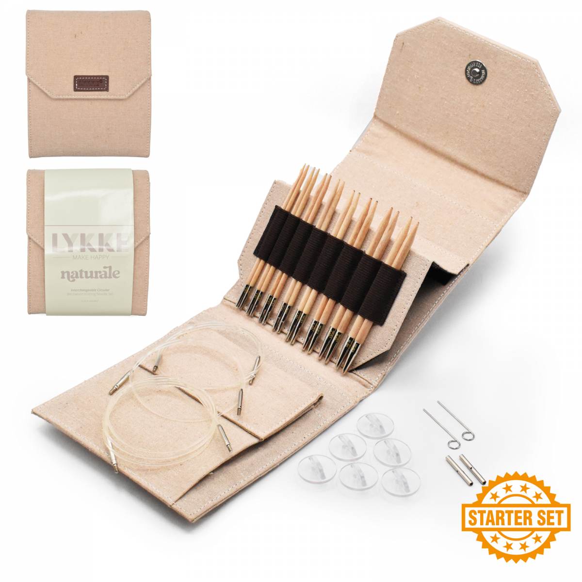 Naturale Birchwood 5" Interchangeable Needles Starter Set - Jute Case
