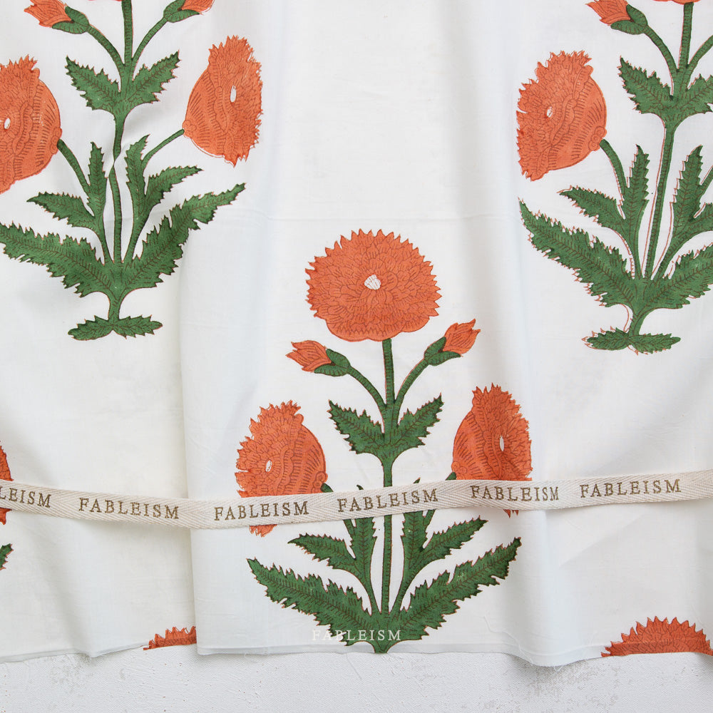 Cotton Floral Sienna Block Print