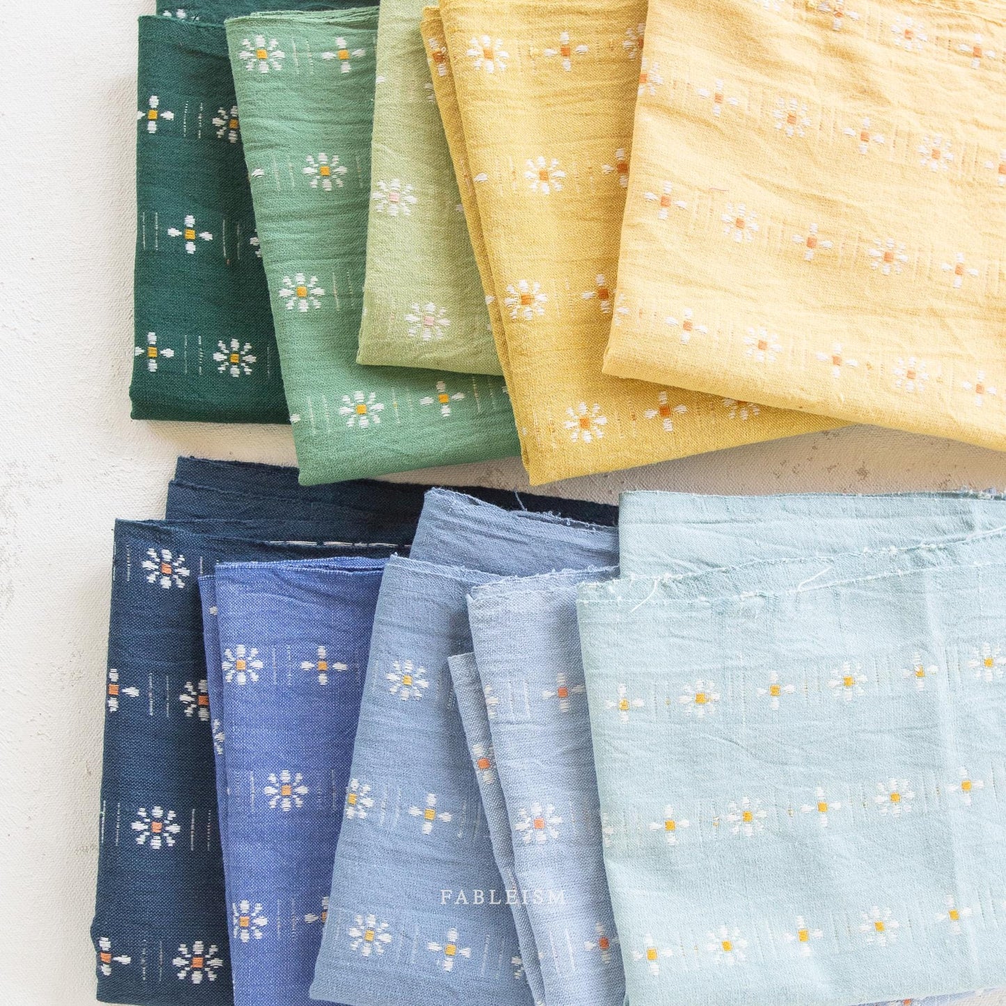 Forest Forage Periwinkle Daisies by Fableism Fabric by the 1/2 yard