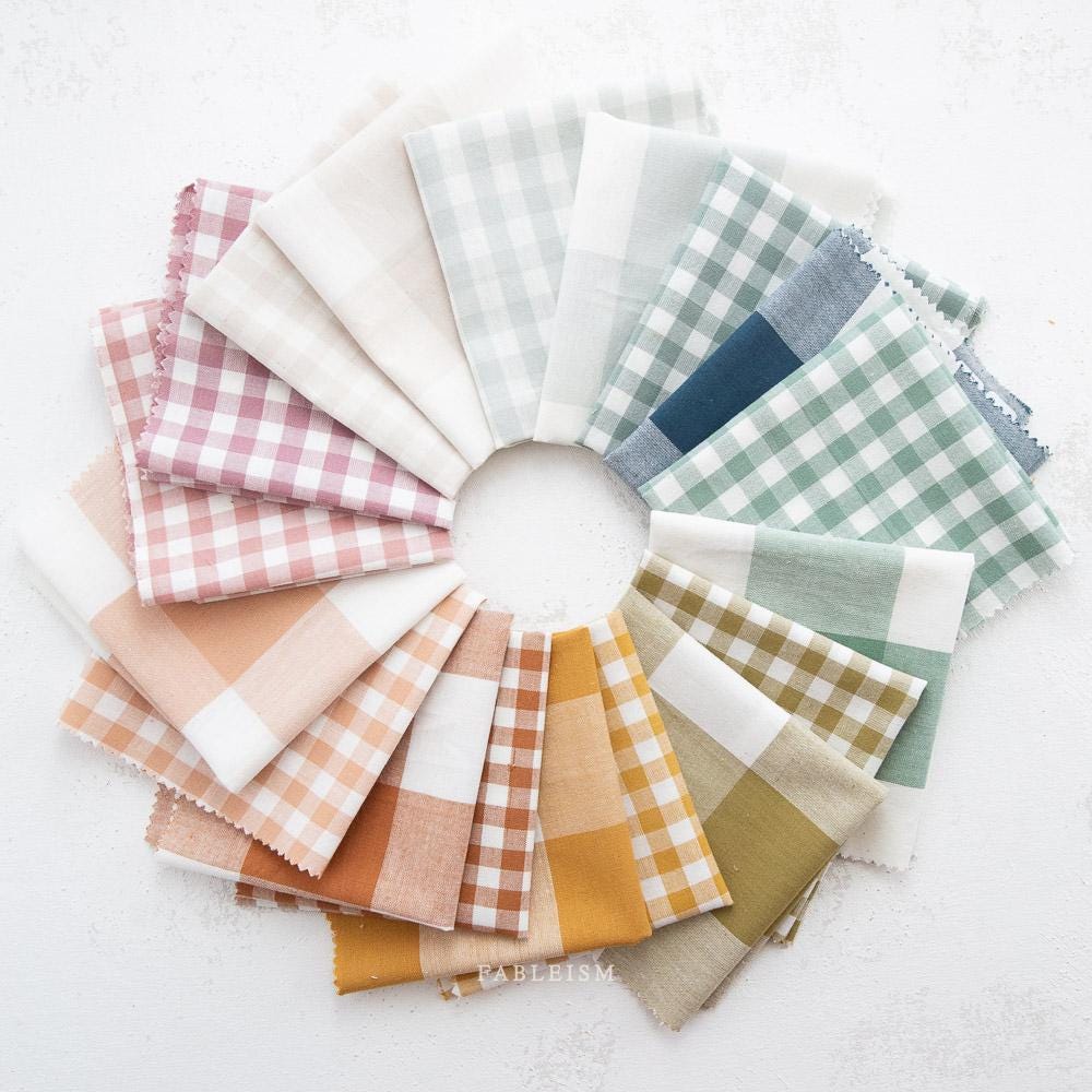 Camp Gingham in Rosa by Fableism Fabric sold by the 1/2 yard | Cute plaid 100% Cotton woven fabric for quilting, clothes