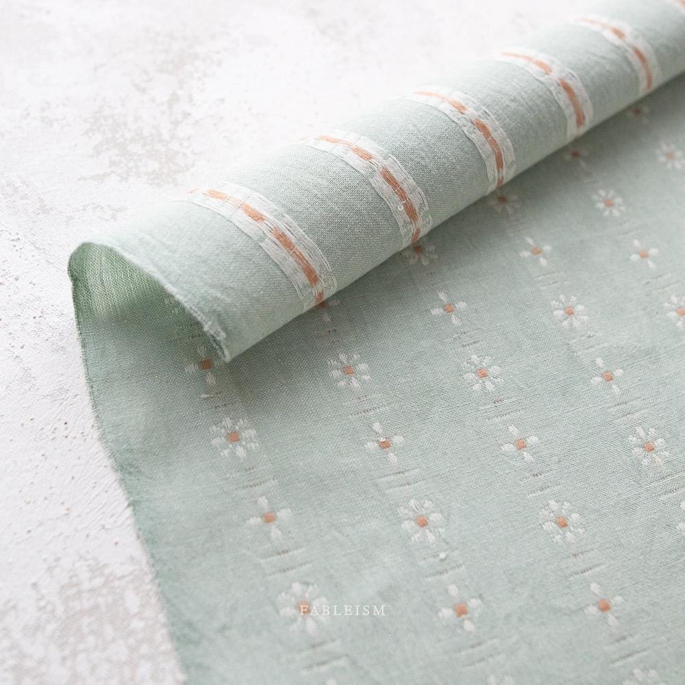 Forest Forage Mint Julep Daisies by Fableism Fabric by the 1/2 yard | Earthy boho floral 100% Cotton woven fabric for quilting, clothes