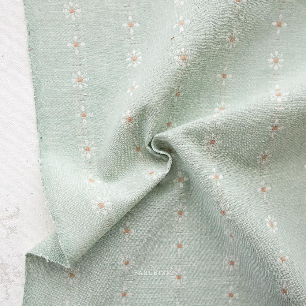 Forest Forage Mint Julep Daisies by Fableism Fabric by the 1/2 yard | Earthy boho floral 100% Cotton woven fabric for quilting, clothes
