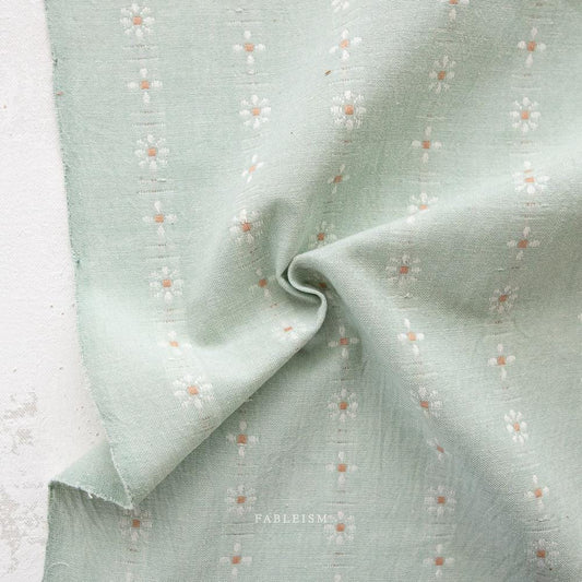 Forest Forage Mint Julep Daisies by Fableism Fabric by the 1/2 yard | Earthy boho floral 100% Cotton woven fabric for quilting, clothes