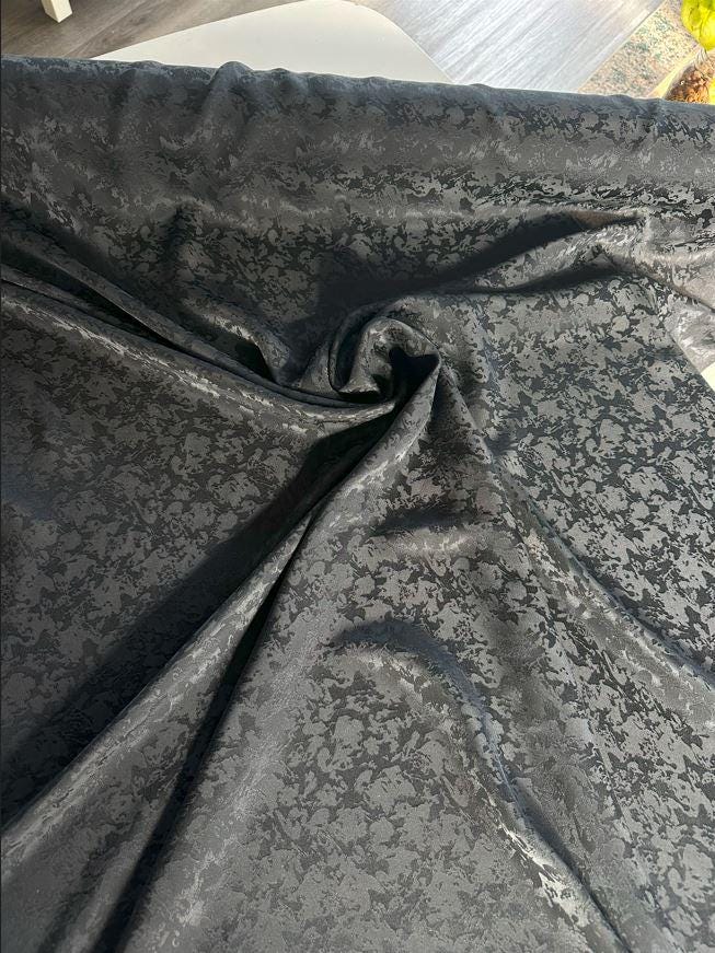Deadstock black 100% silk jacquard fabric sold by the half yard | Sustainable silk option for beautiful clothing