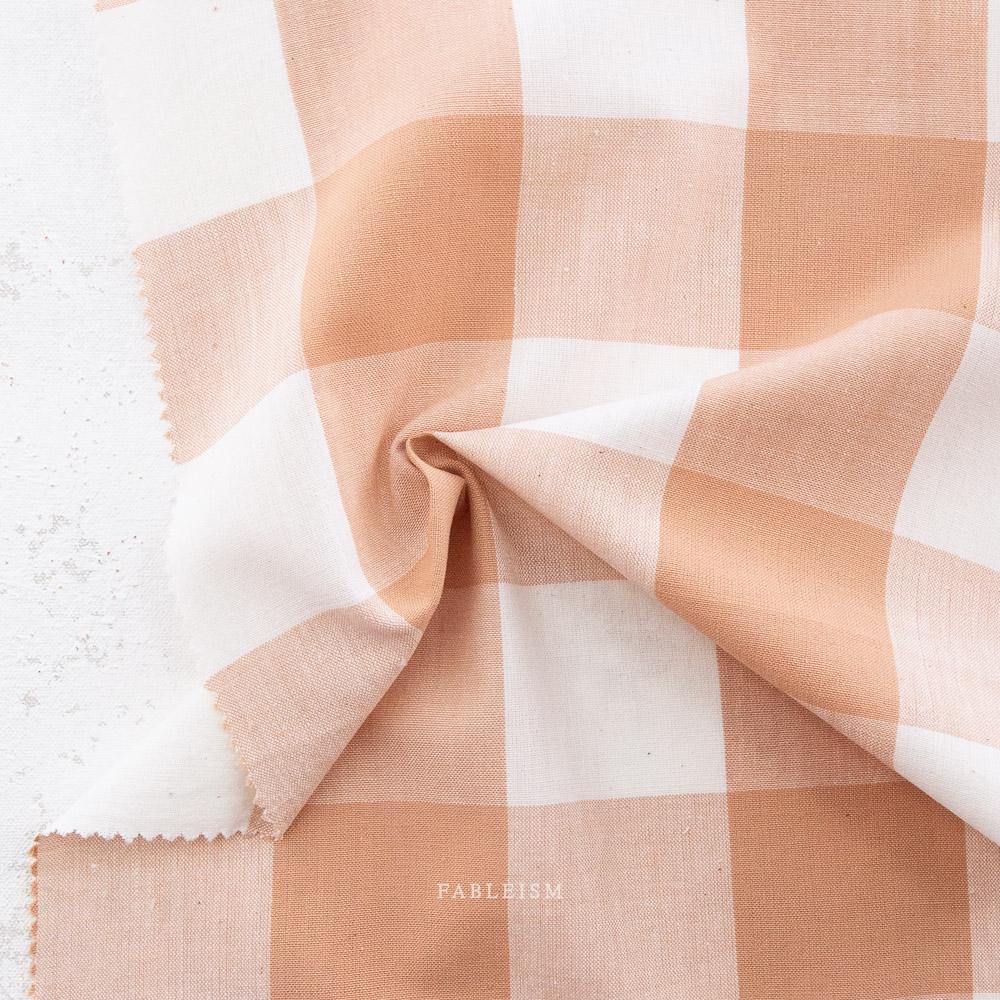 Large Camp Gingham in Merit Pink by Fableism Fabric sold by the 1/2 yard | Cute earthy plaid 100% Cotton woven fabric for quilting, clothes