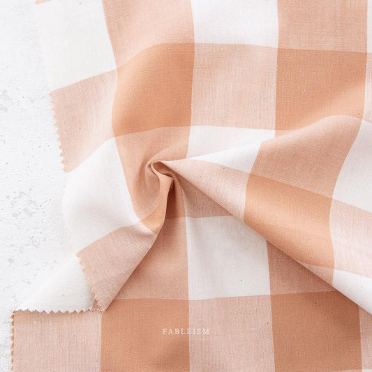 Large Camp Gingham in Merit Pink by Fableism Fabric sold by the 1/2 yard | Cute earthy plaid 100% Cotton woven fabric for quilting, clothes