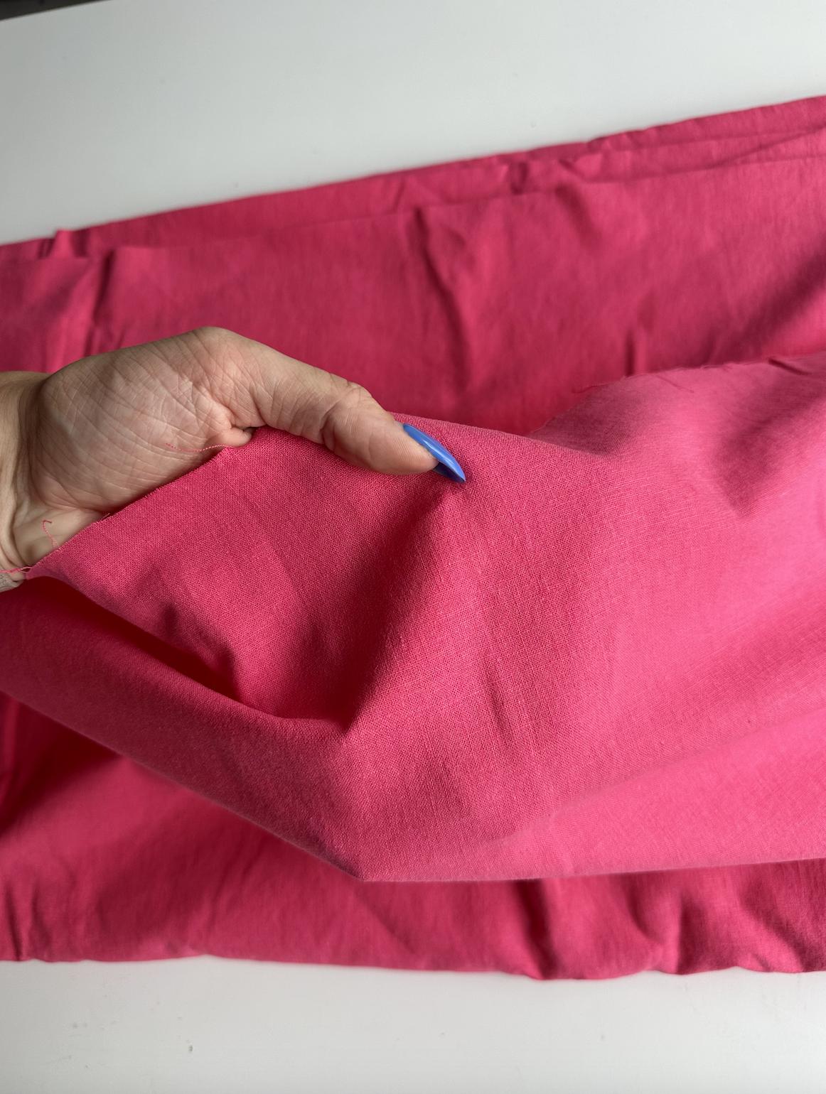 Hot Pink Magenta Linen/Cotton Blend fabric sold by the 1/2 yard | Sustainable fabric for apparel and home goods, medium-weight