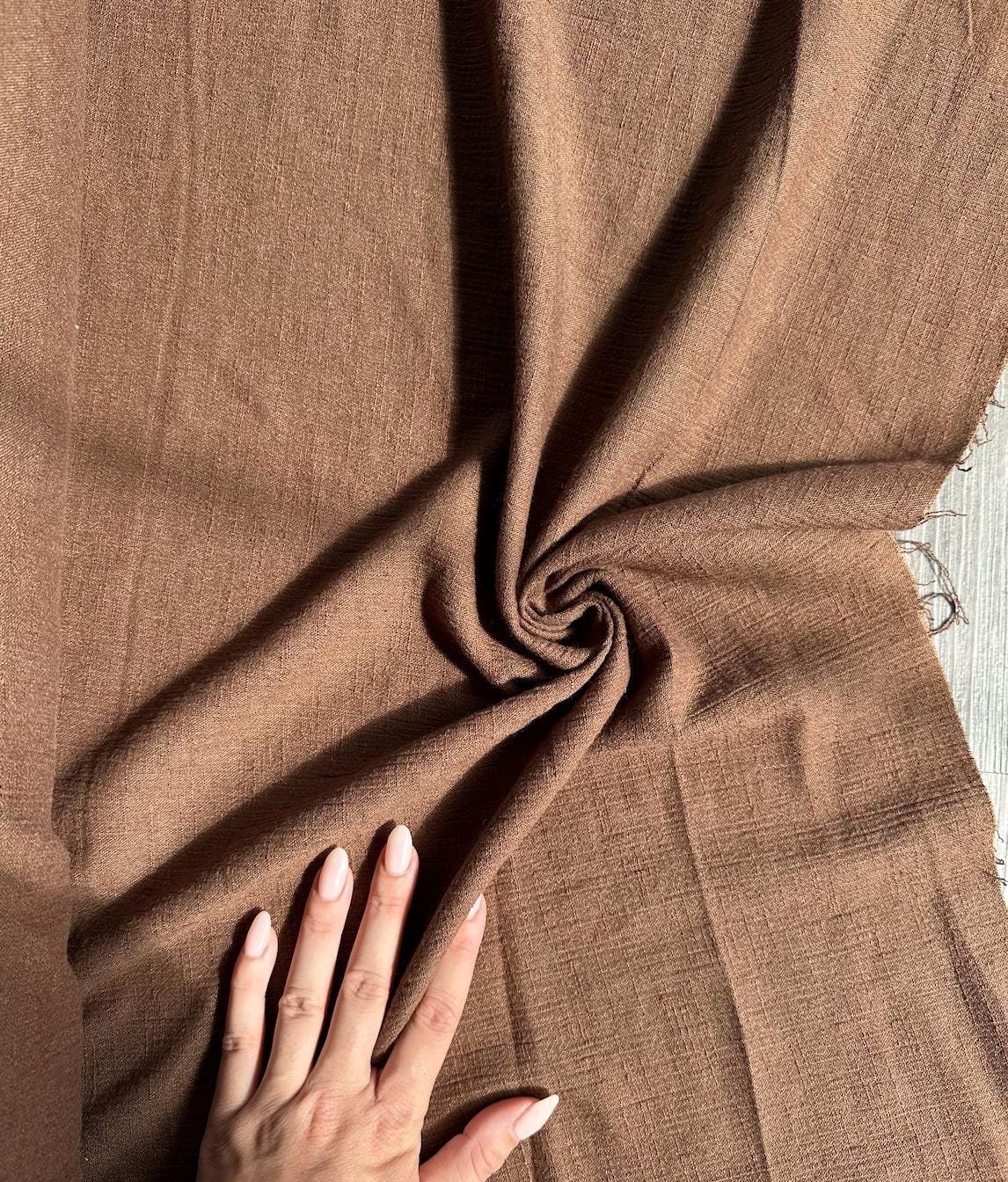 Deadstock chocolate brown fabric sold by the half yard | Cotton/linen blend light- to medium-weight loose weave fabric