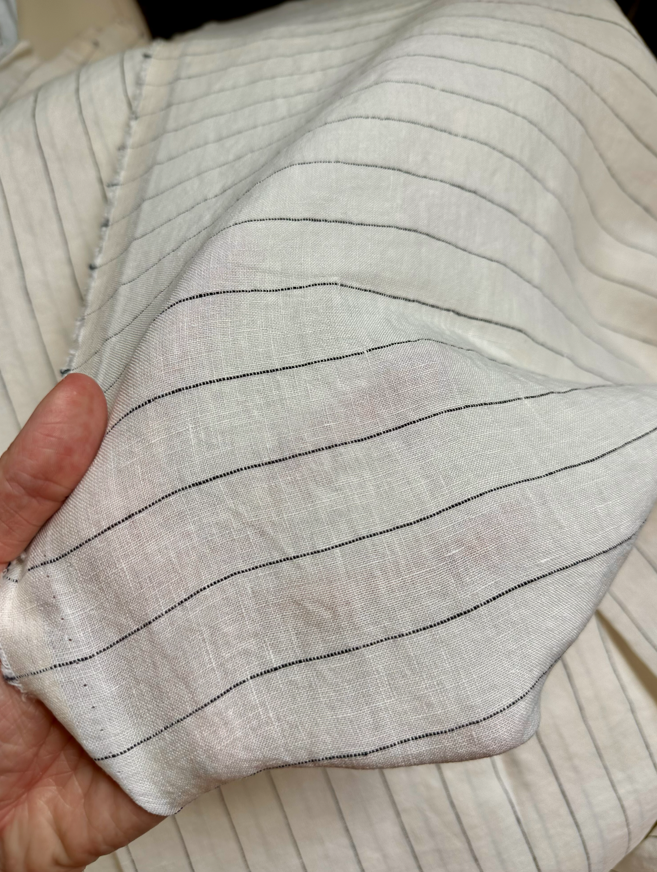 Deadstock Striped Linen in White