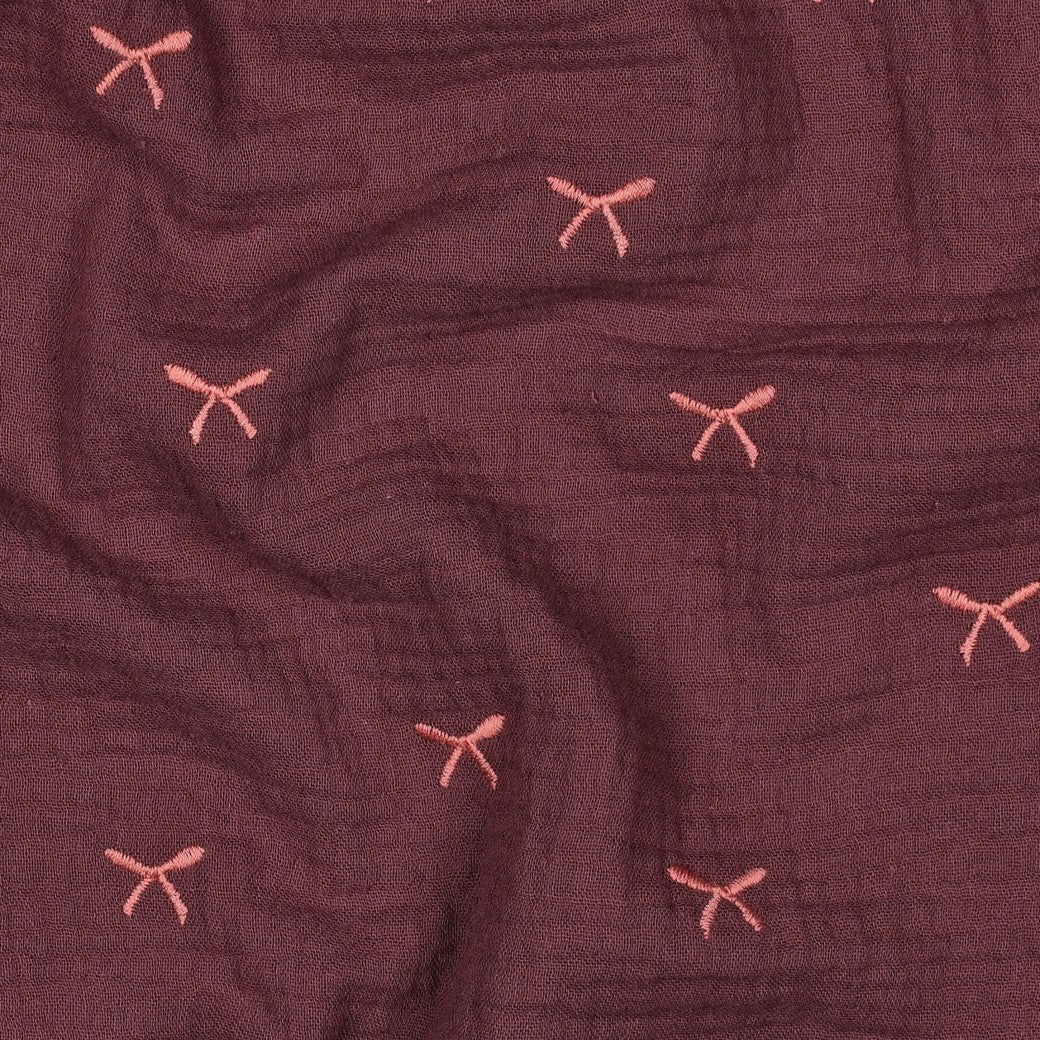 Embroidered Bow Cotton Double Gauze