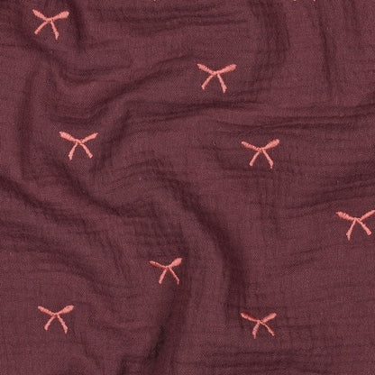 Embroidered Bow Cotton Double Gauze
