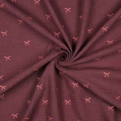 Embroidered Bow Cotton Double Gauze