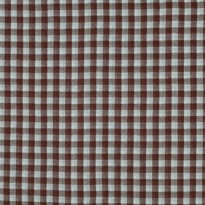 Gingham Cotton Double Gauze in Blue/Brown