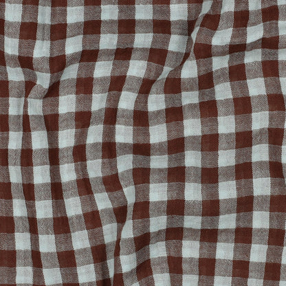 Gingham Cotton Double Gauze in Blue/Brown
