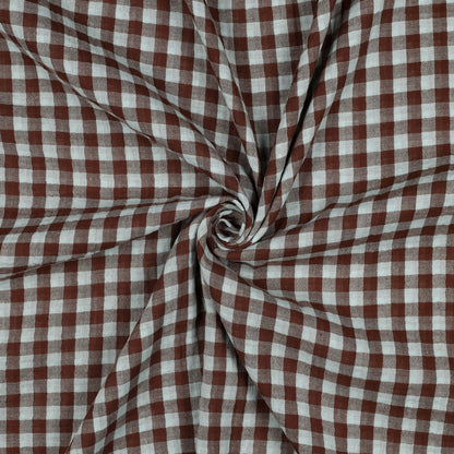 Gingham Cotton Double Gauze in Blue/Brown
