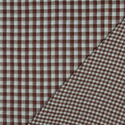Gingham Cotton Double Gauze in Blue/Brown