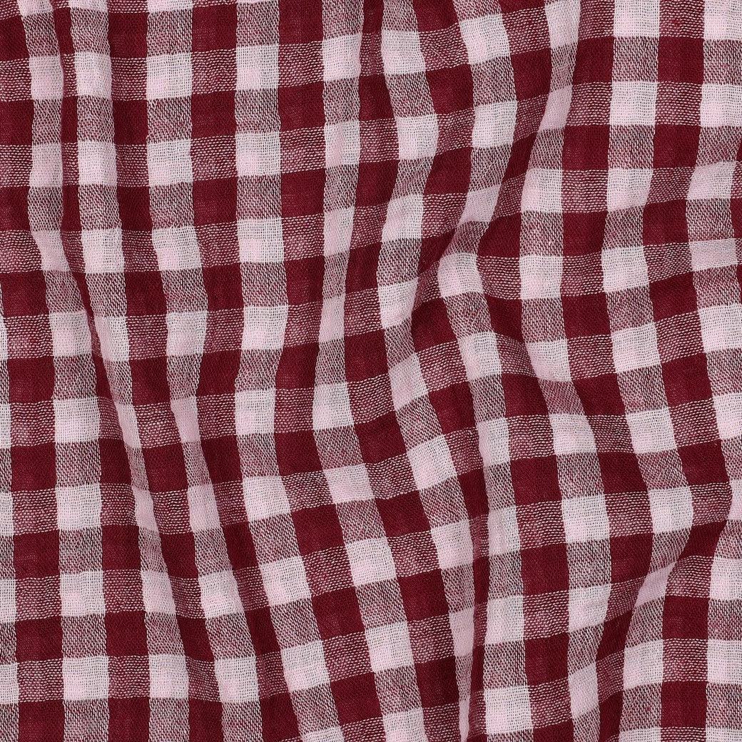 Gingham Cotton Double Gauze in Lavender/Mulberry