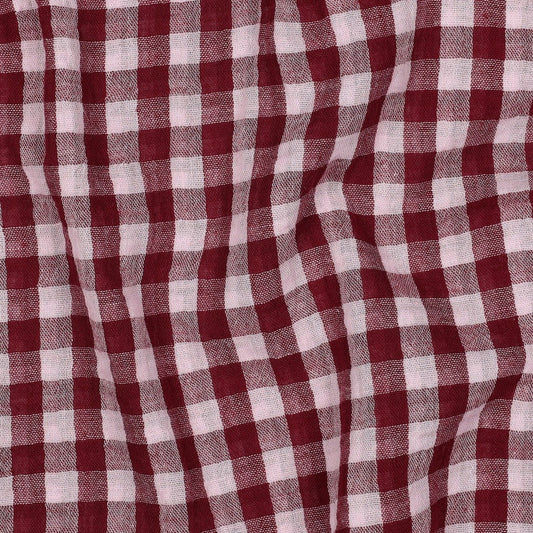 Gingham Cotton Double Gauze in Lavender/Mulberry