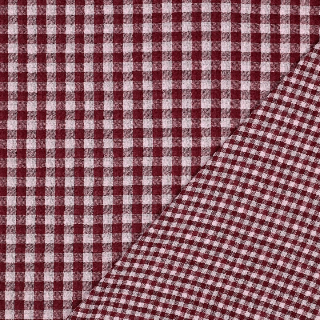 Gingham Cotton Double Gauze in Lavender/Mulberry