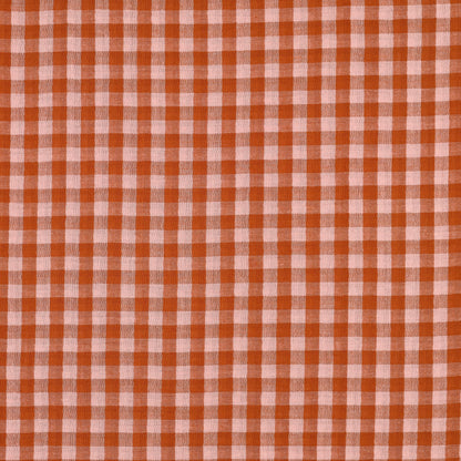 Gingham Cotton Double Gauze in Orange/Pink