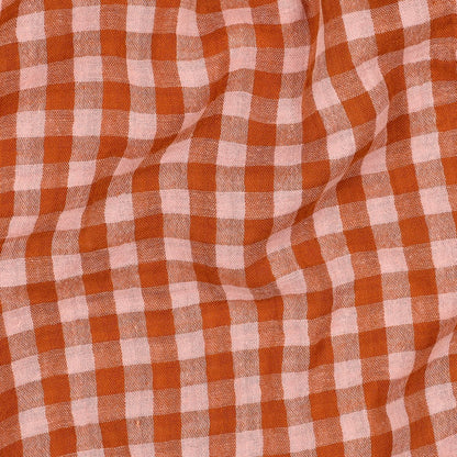 Gingham Cotton Double Gauze in Orange/Pink
