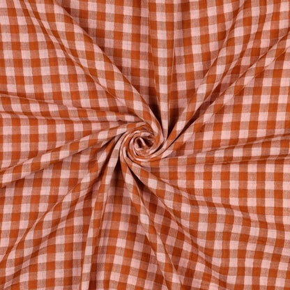 Gingham Cotton Double Gauze in Orange/Pink