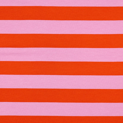 Light Cotton Sweatshirt Fleece - Pink/Orange Stripes