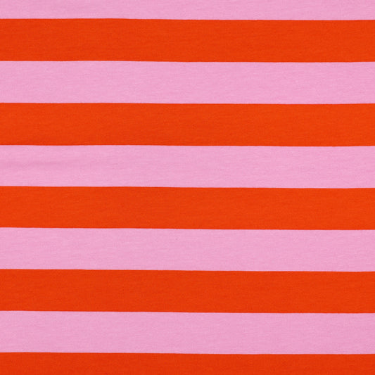 Light Cotton Sweatshirt Fleece - Pink/Orange Stripes