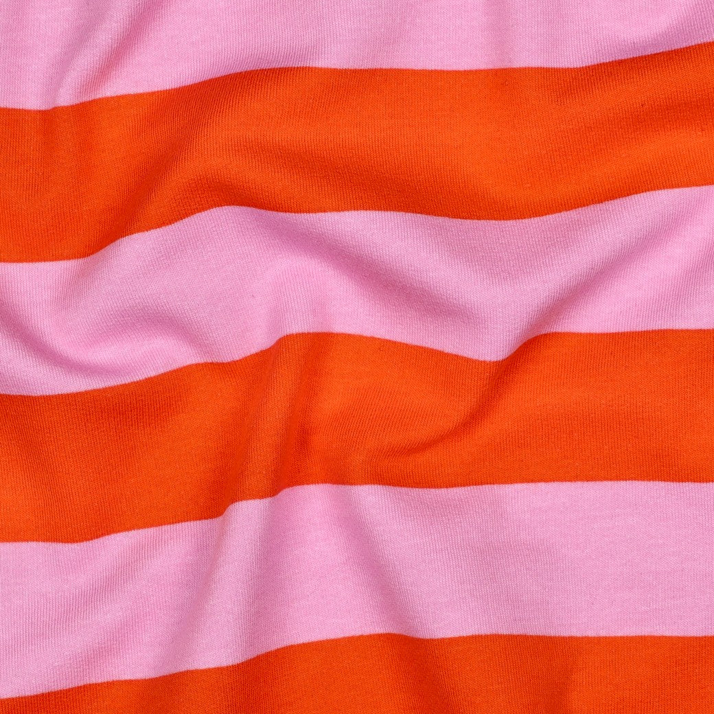 Light Cotton Sweatshirt Fleece - Pink/Orange Stripes