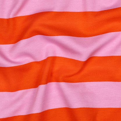 Light Cotton Sweatshirt Fleece - Pink/Orange Stripes