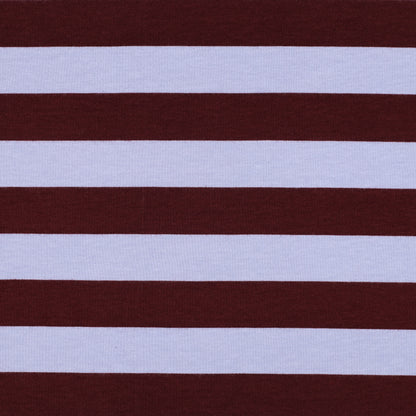 Light Cotton Sweatshirt Fleece - Burgundy/Periwinkle Stripes