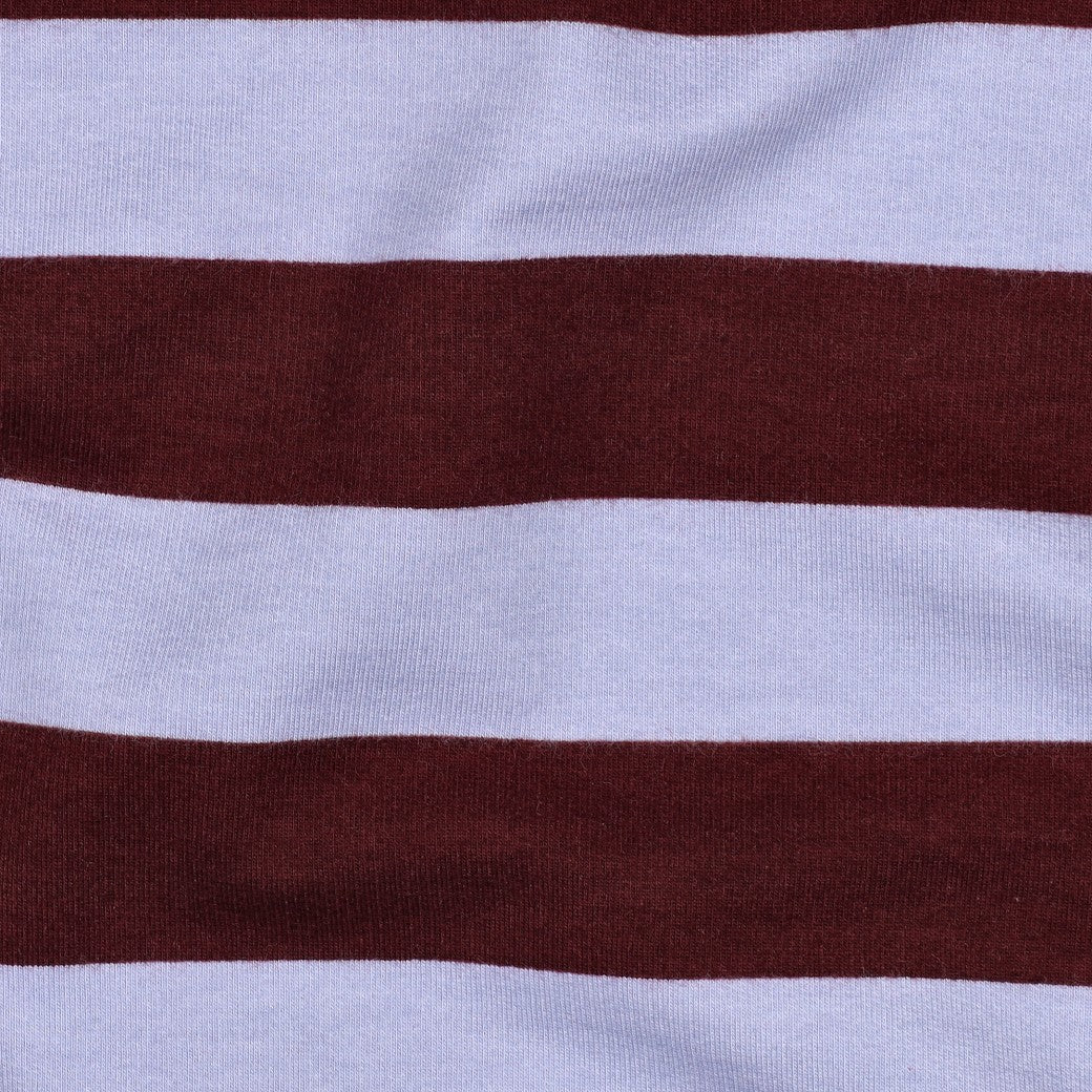 Light Cotton Sweatshirt Fleece - Burgundy/Periwinkle Stripes