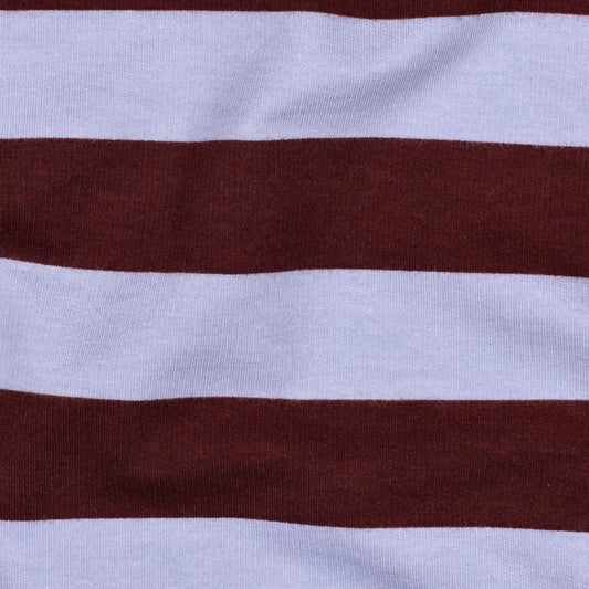Light Cotton Sweatshirt Fleece - Burgundy/Periwinkle Stripes
