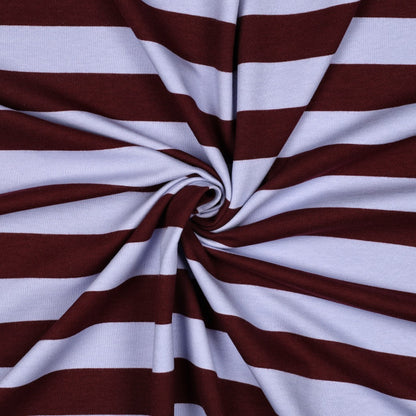 Light Cotton Sweatshirt Fleece - Burgundy/Periwinkle Stripes