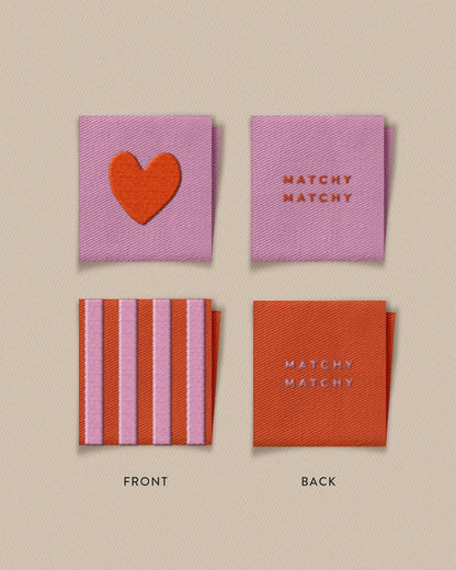 Red Heart and Stripe Square Garment Labels: Set of 8