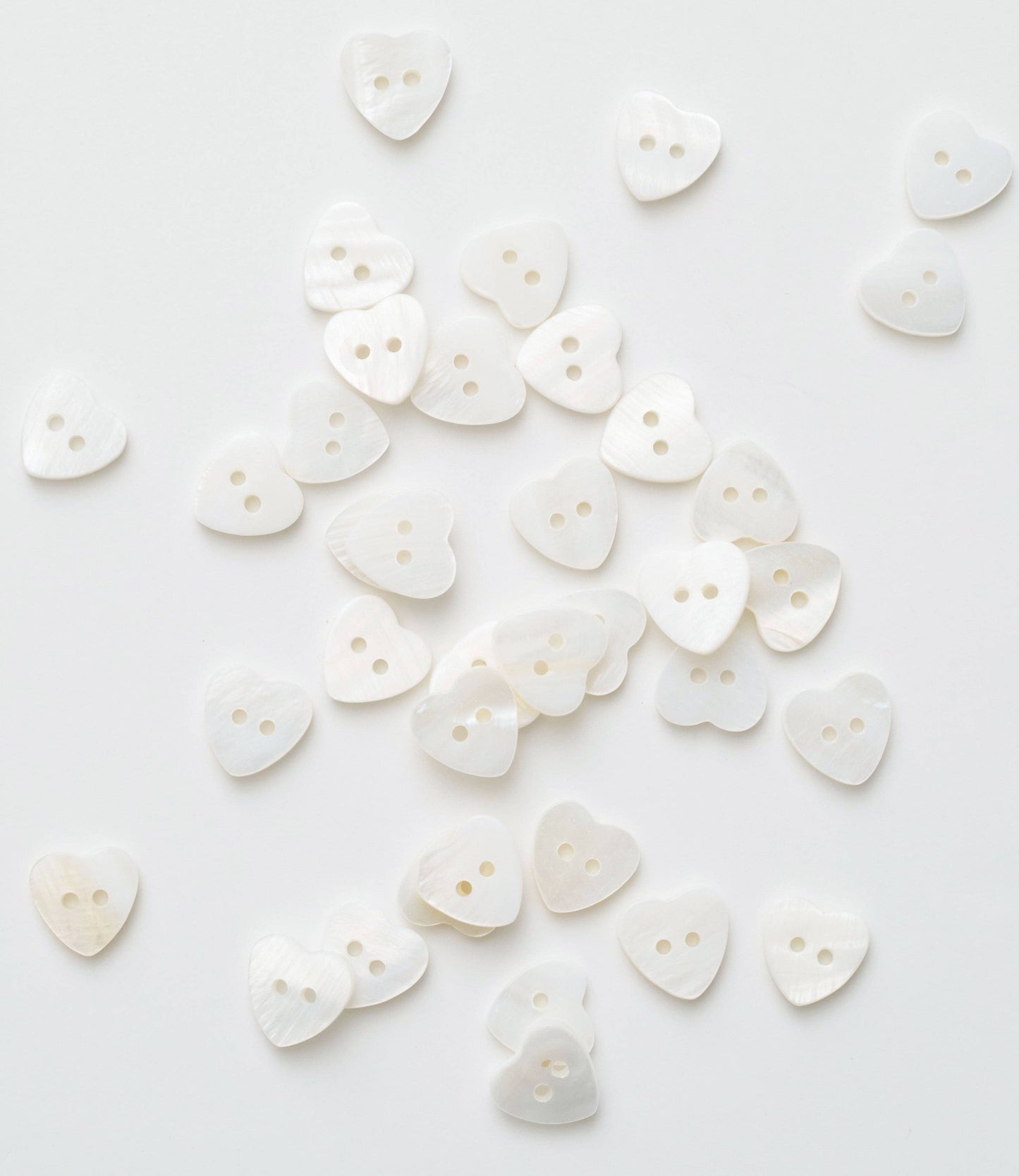 Heart Shaped Shell Buttons: Set of 12