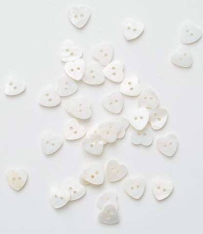 Heart Shaped Shell Buttons: Set of 12