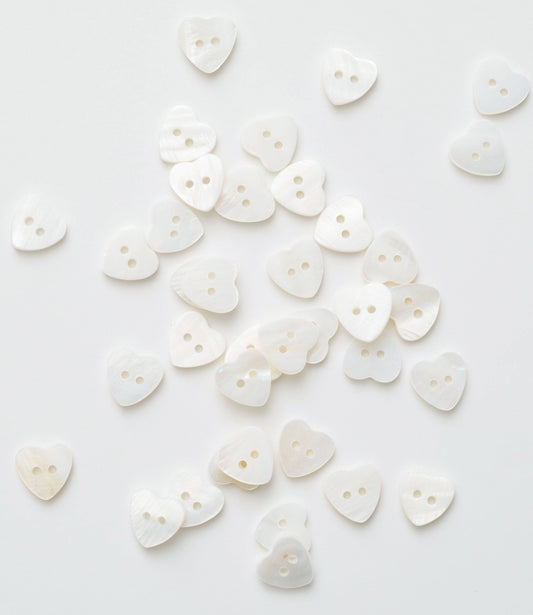 Heart Shaped Shell Buttons: Set of 12