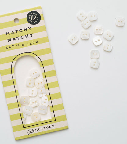 3/8" Square Shaped Shell Buttons: Set of 12