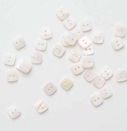 3/8" Square Shaped Shell Buttons: Set of 12