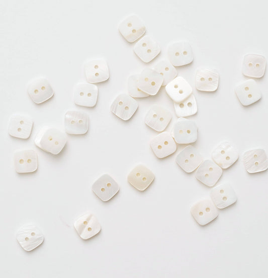 3/8" Square Shaped Shell Buttons: Set of 12