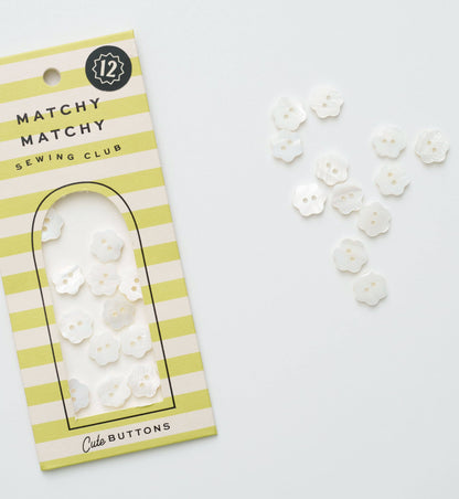 Flower Shaped Shell Buttons: Set of 12