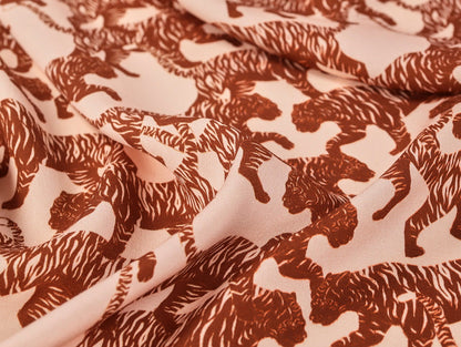 Deadstock Tiger Prowl Viscose Sateen - Peach