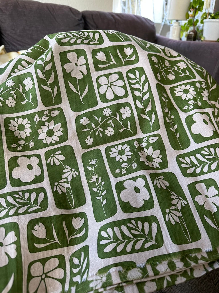 Garden Goddess in Green - PF Original Screen Print on Linen/Cotton