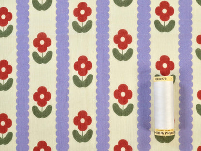 Hilda Floral Stripe Cotton - Cream