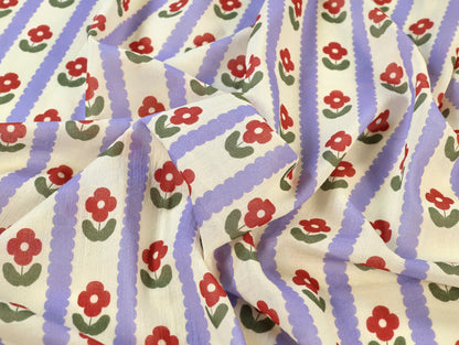 Hilda Floral Stripe Cotton - Cream